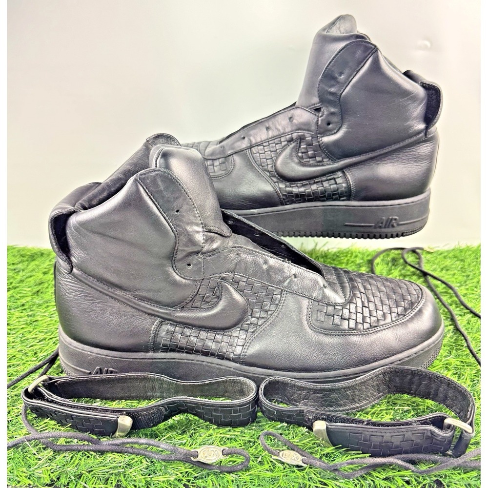 Nike Air Force 1 High Lux Triple Black Italian Leather Italy 311964-001 sz 13